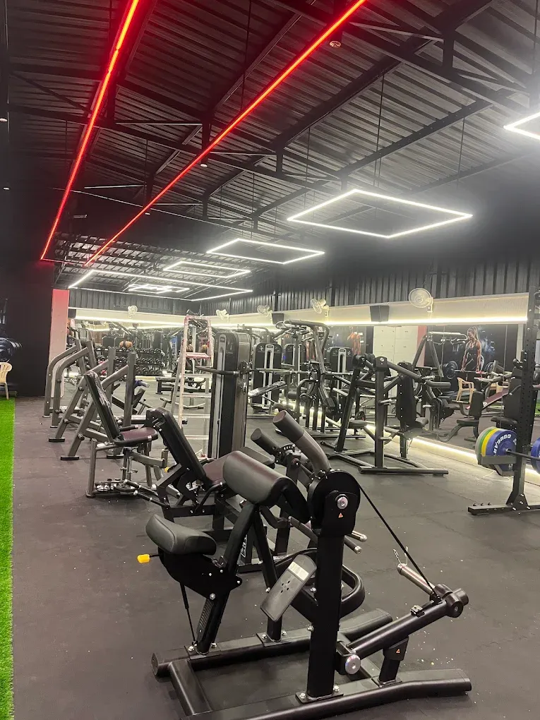 Plate-loaded machines lined up at JP Fitness Kalapatti