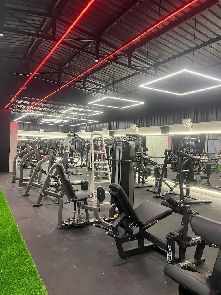 Rows of strength machines on the JP Fitness training floor