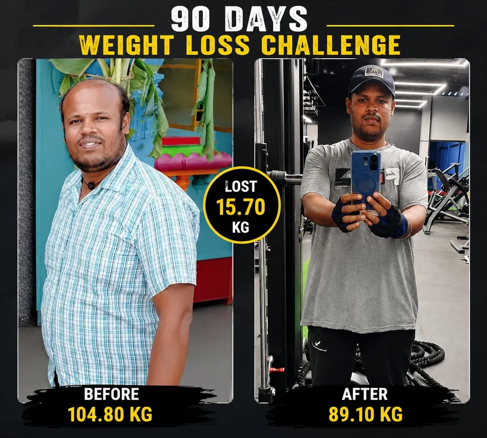 JP Fitness member transformation, before and after comparison